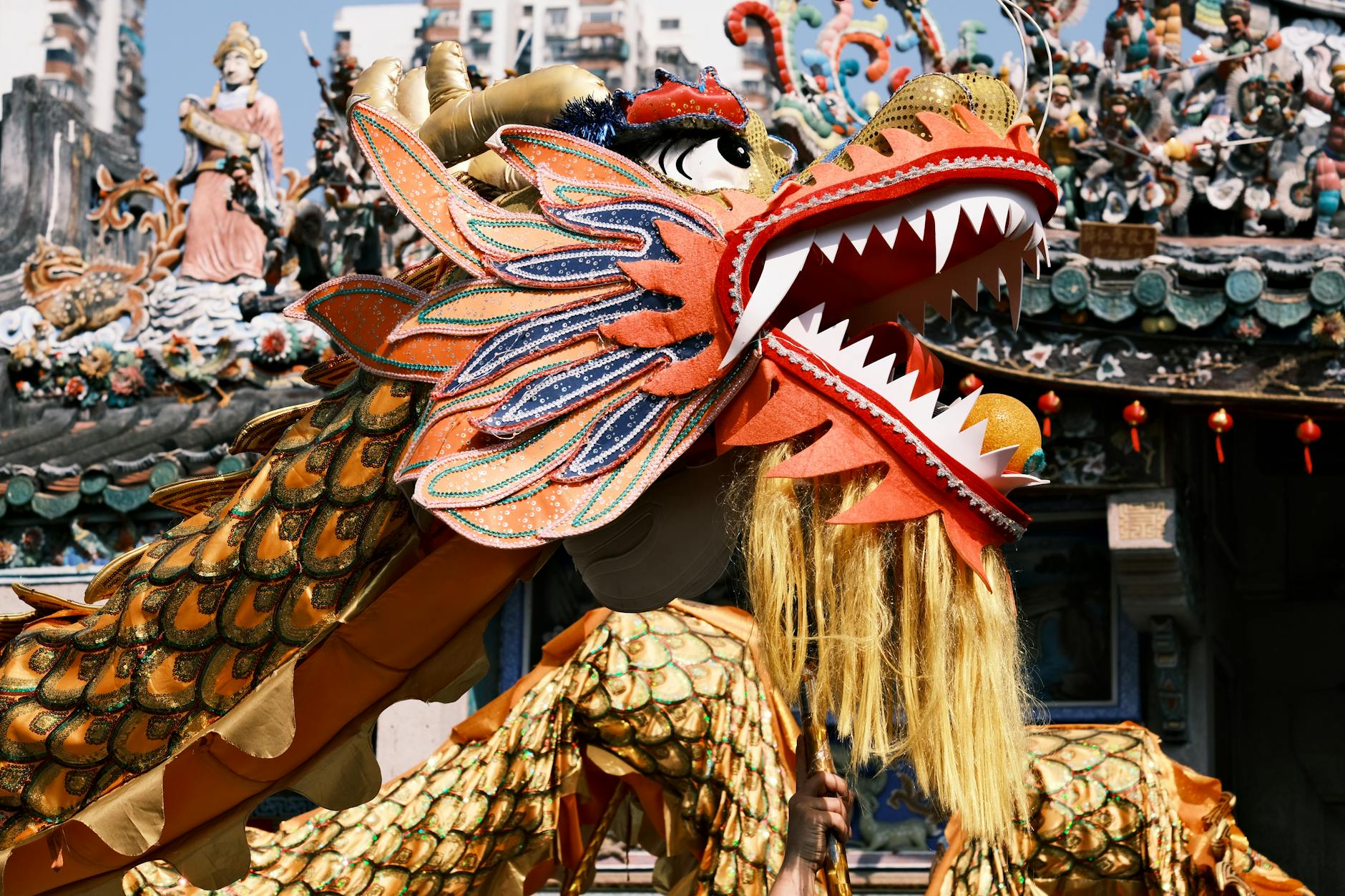 vibrant dragon dance at chinese festival